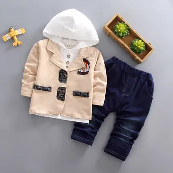 

2020 Autumn Outfits Baby Girls Clothes Sets Cute Infant Cotton Suits Set Coat +Hooded+Pants 3pcs/set Causal Boys Kids Clothing