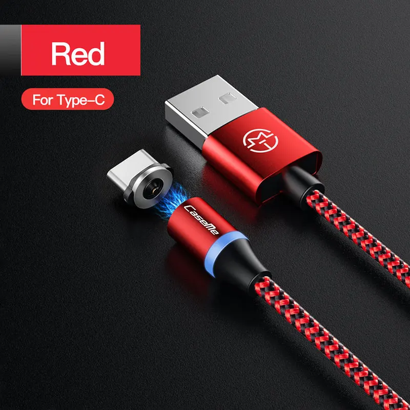 Магнитный кабель Micro USB для iPhone осветительный кабель 1 м Быстрая зарядка type-C для samsung для Xiaomi для huawei Магнитный телефонный кабель - Цвет: Red Type C