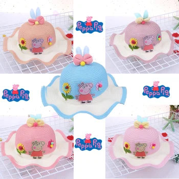 

Peppa Pig Knitted Cotton Cartoon Hat Girls Fisherman's hat Cap Cute Beach Outdoor Sunscreen Cap Summer Quick Drying Bucket Hats