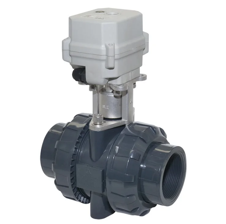 BSP/NPT 1/2 ''-2'' ПВХ моторизованный шаровой кран DC/AC 24V электрический шаровой кран с ручным перегруженным CR3-01, 2-ходовой