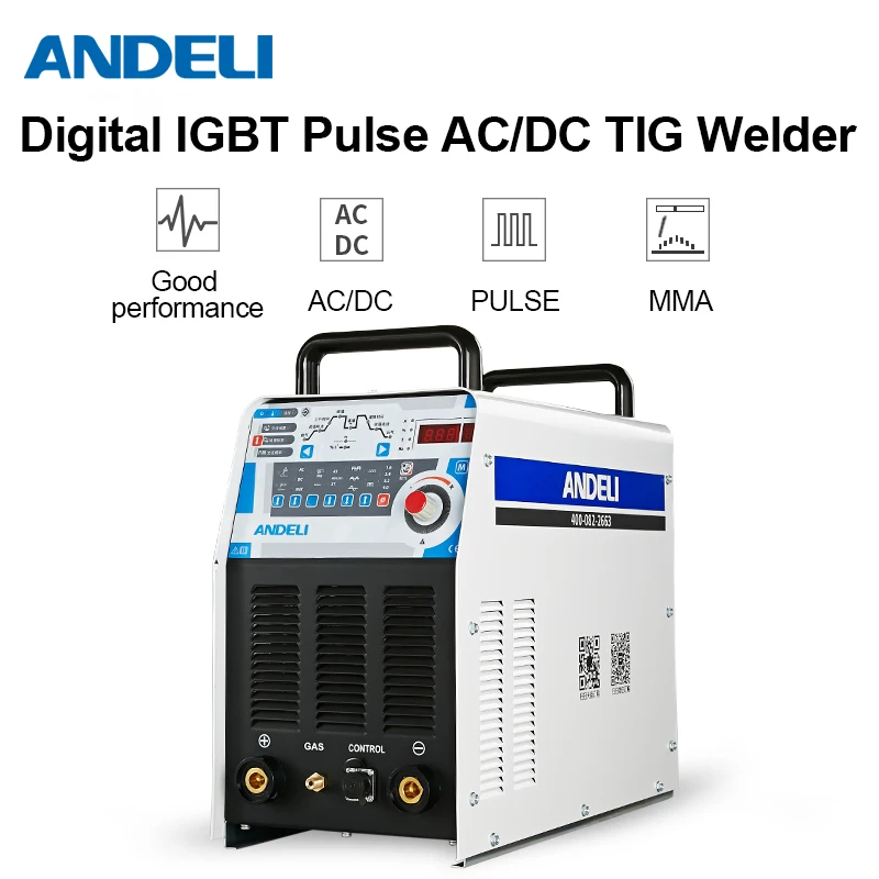 

ANDELI Digital Square Wave AC/DC TIG-250PAC Pulse TIG Welding Machine with Aluminum Alloy TIG Welder