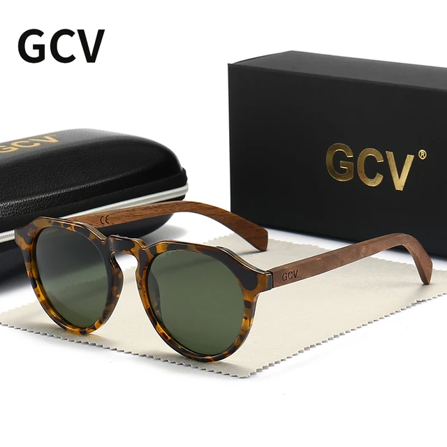 GCV מותג מתקדם אגוז עץ Hawksbill נמר תבואה מסגרות Ultralight משקפי שמש גברים נשים נקבה מקוטב עדין אופנה 1