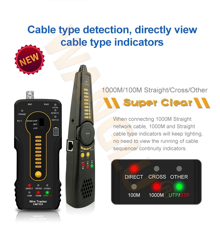 Factory Price Telephone Line CCTV Accessory Cat 6 LAN Cable Tracker Wire Continuity Tester CT-66