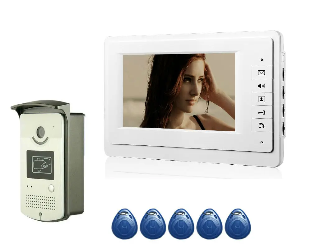 7'' TFT LCD Wired Video Door Phone Visual Intercom Speakerphone System With Waterproof Outdoor IR RFID Camera | Безопасность и