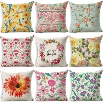 

1 Pcs Color Flower Pattern Cotton Linen Throw Pillow Cushion Cover Car Home Sofa Bed Decorative Pillowcase Funda Cojin 40031