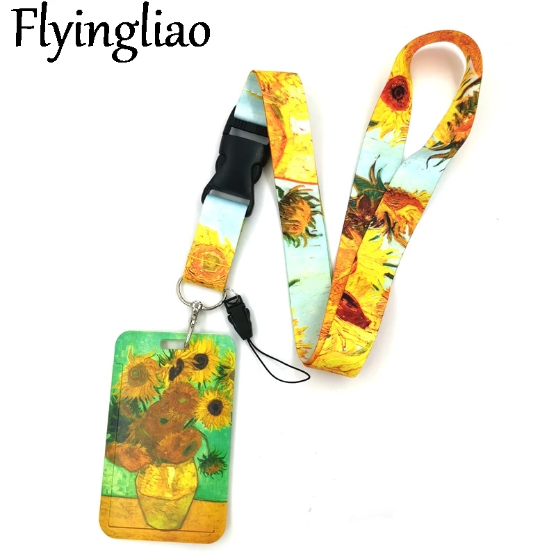 

Van gogh Flowers Sunflowers Painting Lanyard for Keys Phone Cool Neck Strap Lanyard Camera ID Badge Cute webbings ribbons Gifts