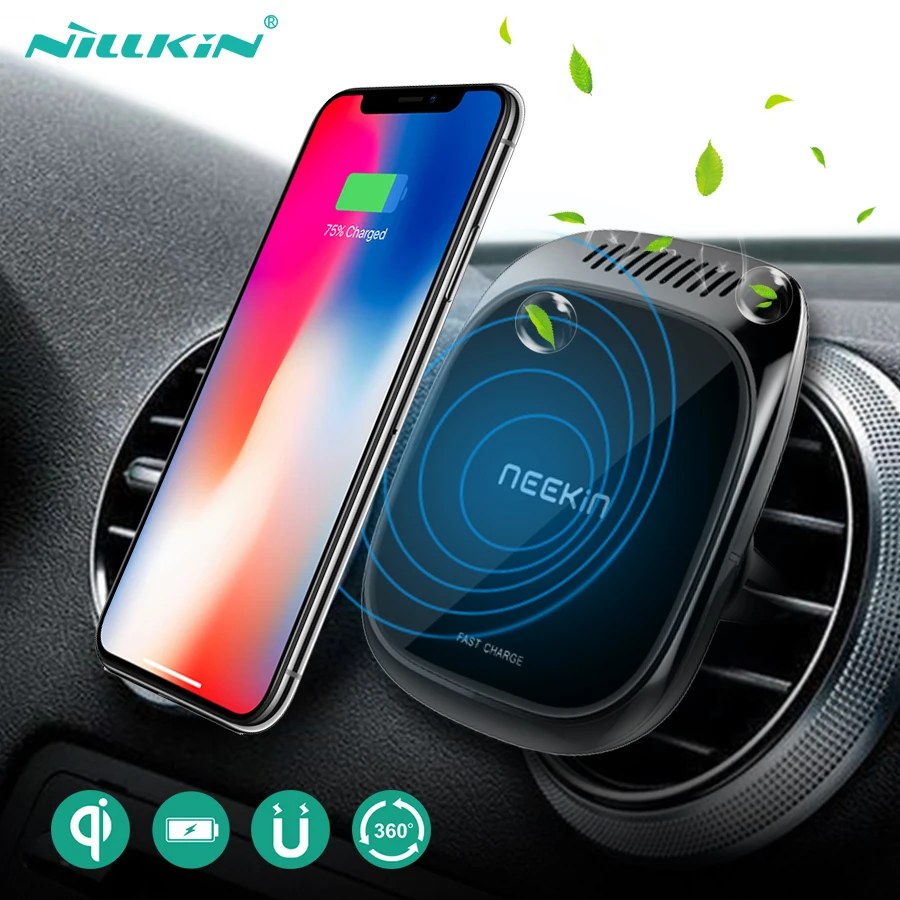 Qi автомобильное беспроводное зарядное устройство для iPhone 11/XS для samsung S9 автомобильный ароматерапия Nillkin 3 в 1 магнитный автомобильный держатель для телефона