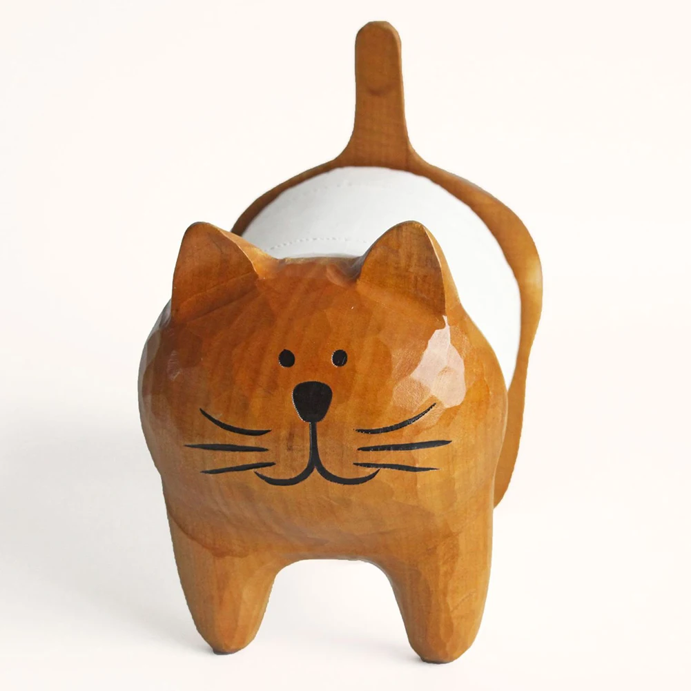 

Toilet Organizer Accessories Craft Bathroom Cat Shape Rack Decoration Kitchen Roll Paper Holder Wood Storage Detachable Home