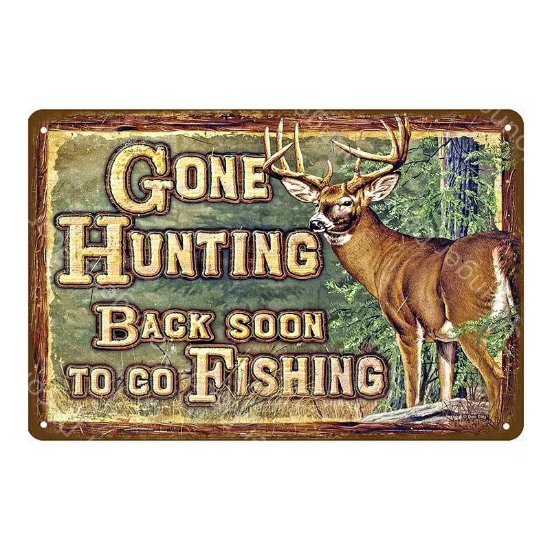 Man Cave Warning Hunting Tin Sign Vintage Wall Decor For Farm House Gun Shop Decorative Plate Hunter Gift Deer Poster YI-143 - Цвет: YD5171AI