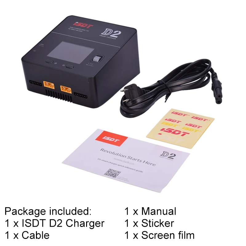 ISDT D2 200W 12A AC 100-240V умное зарядное устройство для баланса двухканальный выход для 2 S-6 S Lipo батареи английская версия