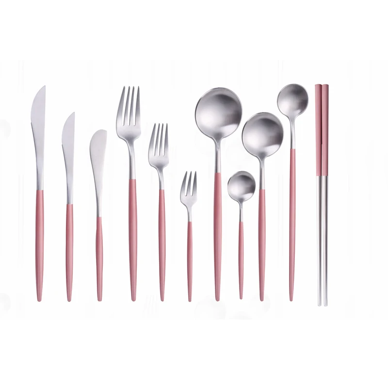 

Stainless Steel Cutlery Set Dessert Fork Spoon Knife Kitchen Tableware Chopsticks Reusable Utensil Kit Cutlery for Weddings