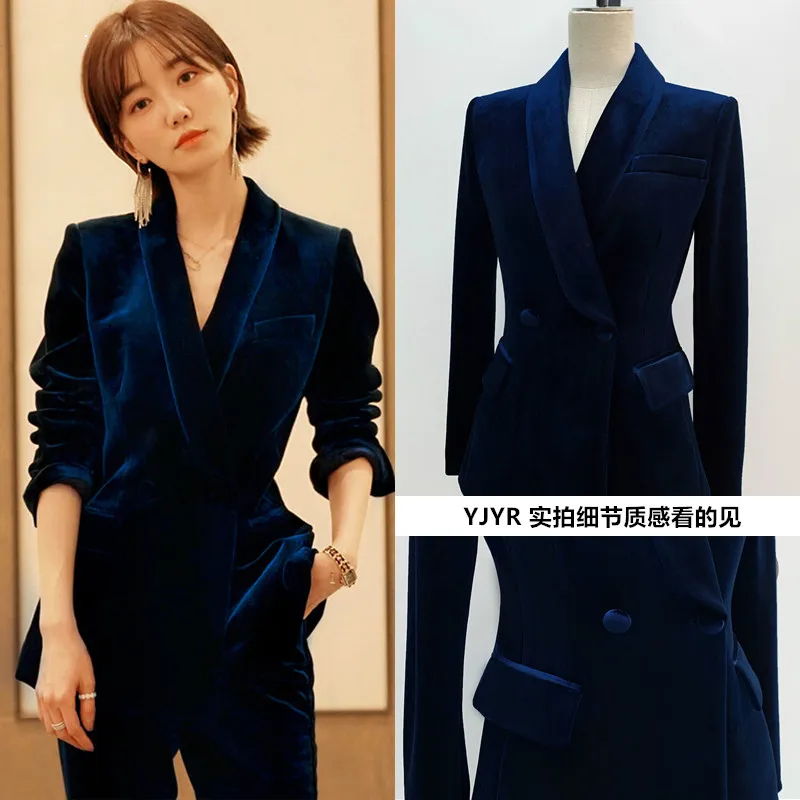 

Spring Autumn Women's Suit 2020 Female Formal Elegant OL Ladies Trousers Blazer Set Jacket with Tops Pant 2 Pieces Suits ZT5554