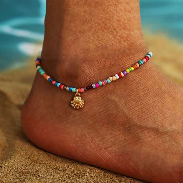 Colorful Turkish Eyes Anklets for Women Butterfly Flower Zircon Shell Cat Ankle Bracelet Summer Beach Foot Leg Jewelry