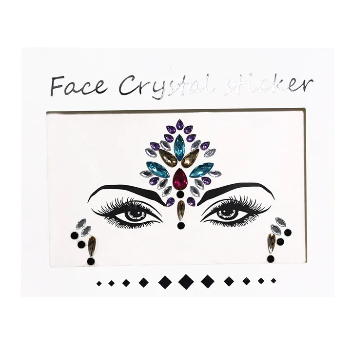3  Face Stickers For Halloween Christmas Birthday Wedding Women Beauty Makeup Party Decor Colorful Rhinestone Crystal Face Sticker