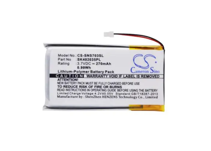 Cameron sino 270 мА/ч, Батарея для SONY NW-S603F NW-S703F NW-S705F SK402035PL MP3, MP4, аккумулятор pmp