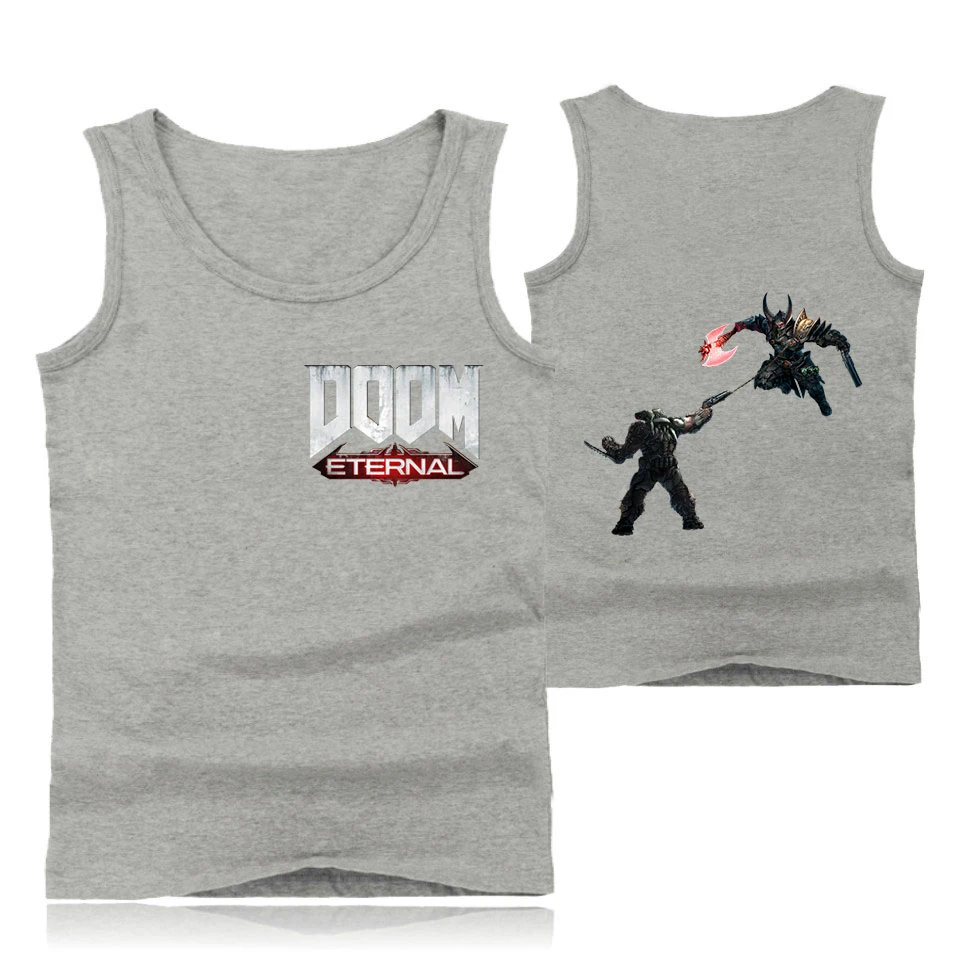 doom eternal Summer cotton sports vest solid color fitness quick-drying trend youth base wide shoulder sleeveless shirt
