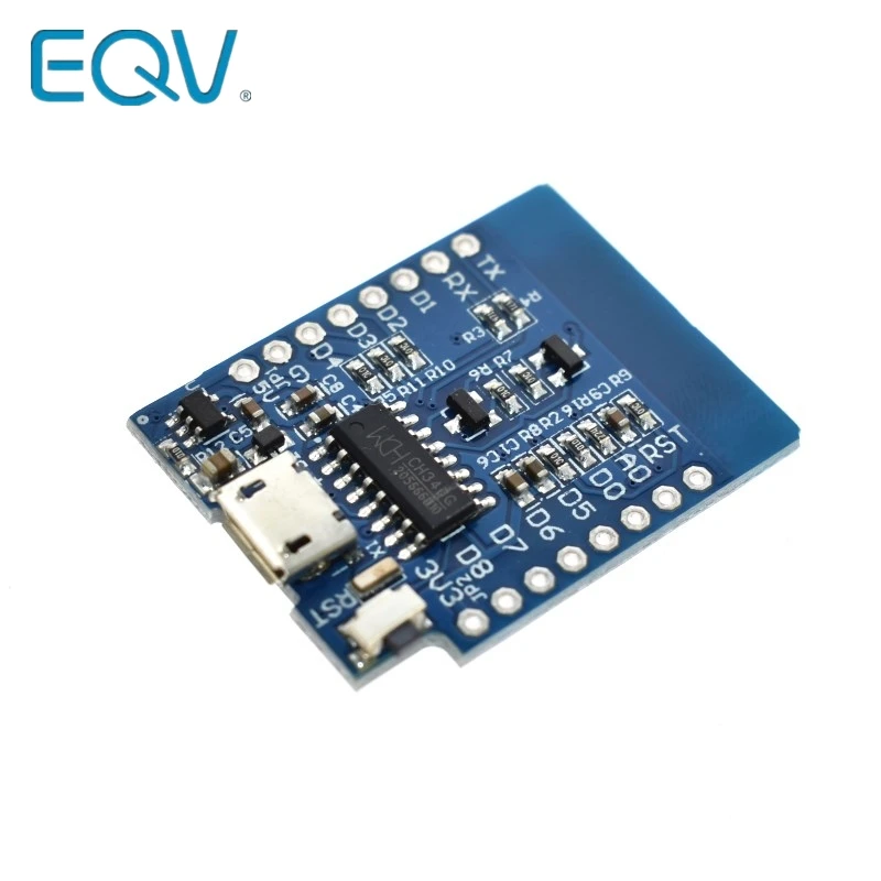 Плата для разработки EQV D1 Mini, ESP8266, ESP-12, ESP-12F, CH340G, CH340 V2, USB, WeMos, Wi-Fi, D1, Mini, NodeMCU, Lua, IOT, 3,3 В, с контактами (art.: 7993508bd) - 7993508bd