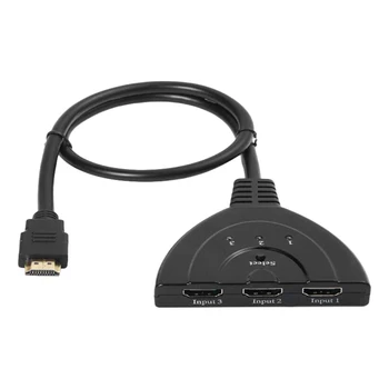 

Broom Switcher, HDMI One-To-Three HD Converter, with Cable 3 in 1 Out Pigtail Switcher