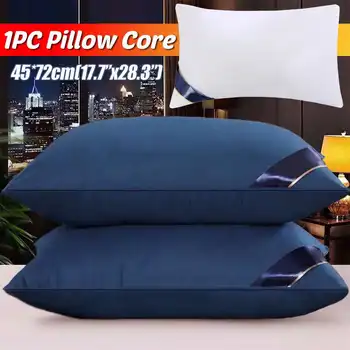 

Home Pillow Inner Core Filling feather fabric Sleeping Pillow Neck Health Care Bedding Home Hotel 45*72cm blue white