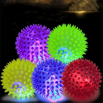 Dog Squeaky Toys Colorful Soft Rubber Luminous Pet Puppy Dog Chewing Playing Elastic Hedgehog Ball Toy Small Pet Supplies 4
