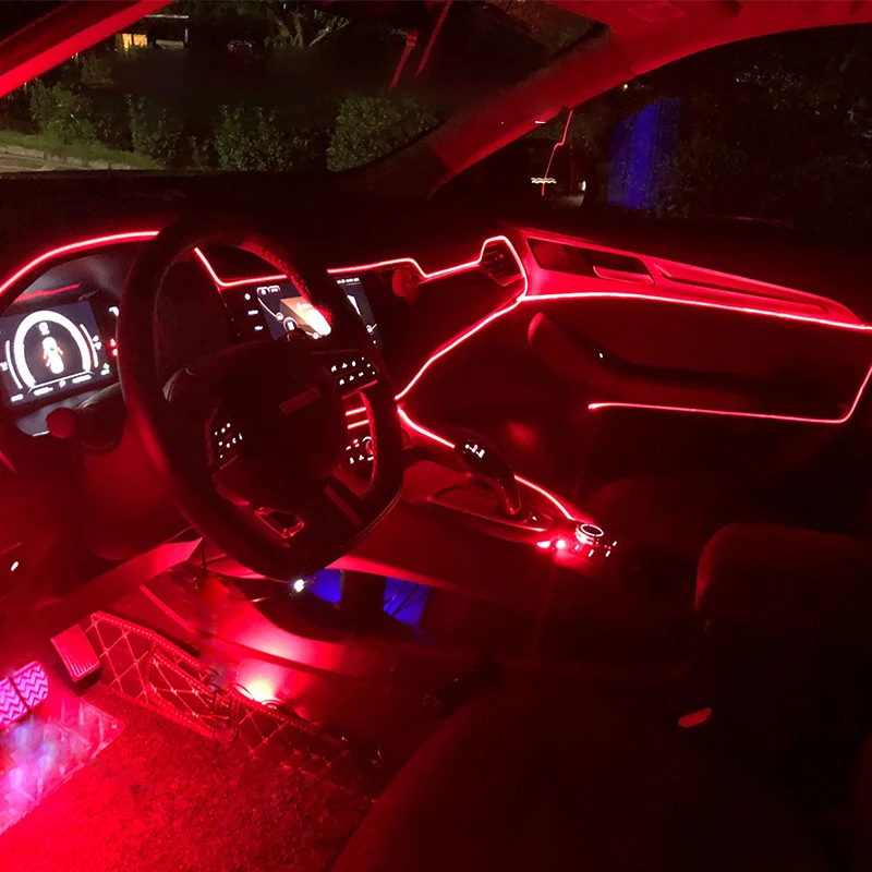  8M RGB Fiber Optic Car Interior Decorative Ambient Light App Sound Control LED Strip Cigarette ligh - 4000202269556