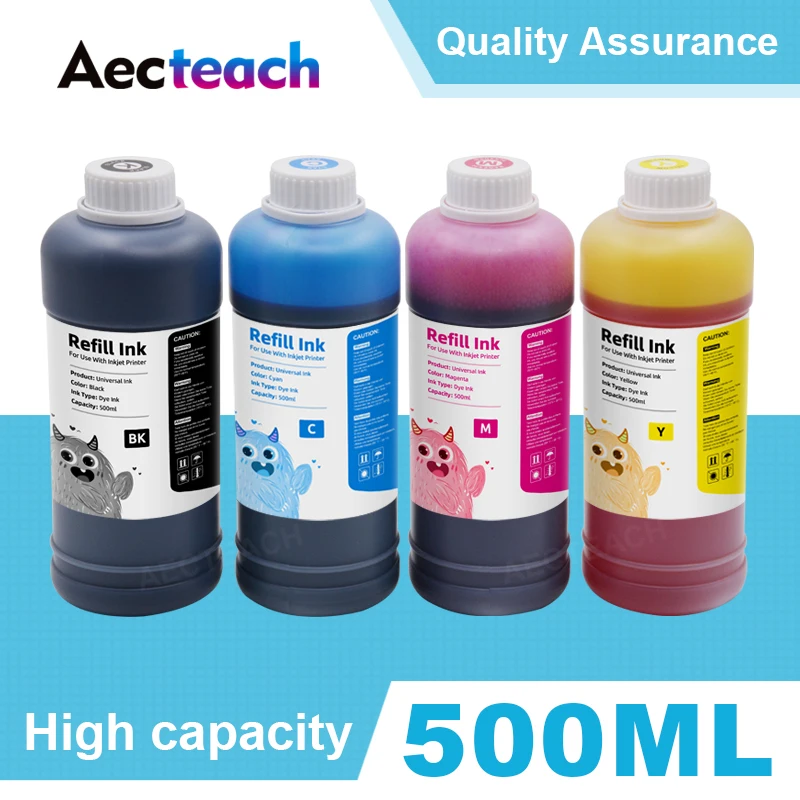 Aecteach 500Ml Bottiglia Di Inchiostro Della Stampante Dye Kit Di Ricarica Per Hp 123 122 121 302 304 301 300 650 652 21 22 140 141 901 350 Xl Cartucc