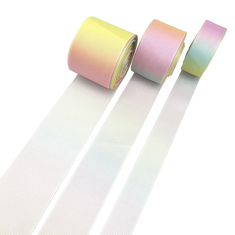 Wholesale Gradient Rainbow Color Polyester Chiffon Ribbon