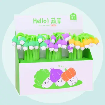 

24 pcs/lot Creative Vegetables Gel Pen Cute Bendable 0.5mm black Ink Signature Pens Promotional Gift Office School Supplies