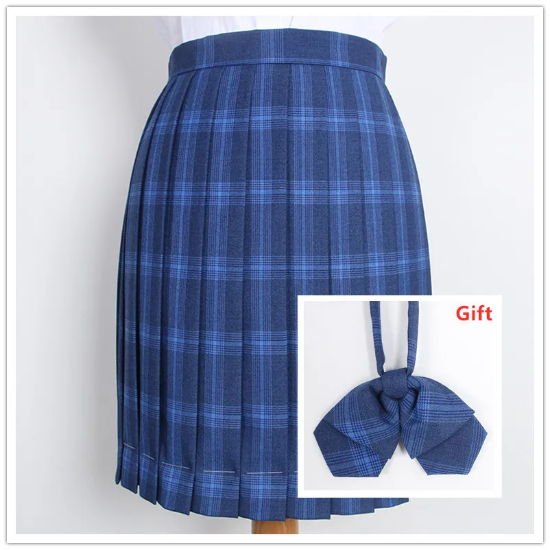 Школьные платья для японских девочек Королевский синий плед плиссированные юбки школьная юбка униформа косплей костюм моряка Школьная форма аниме - Цвет: Tie 2
