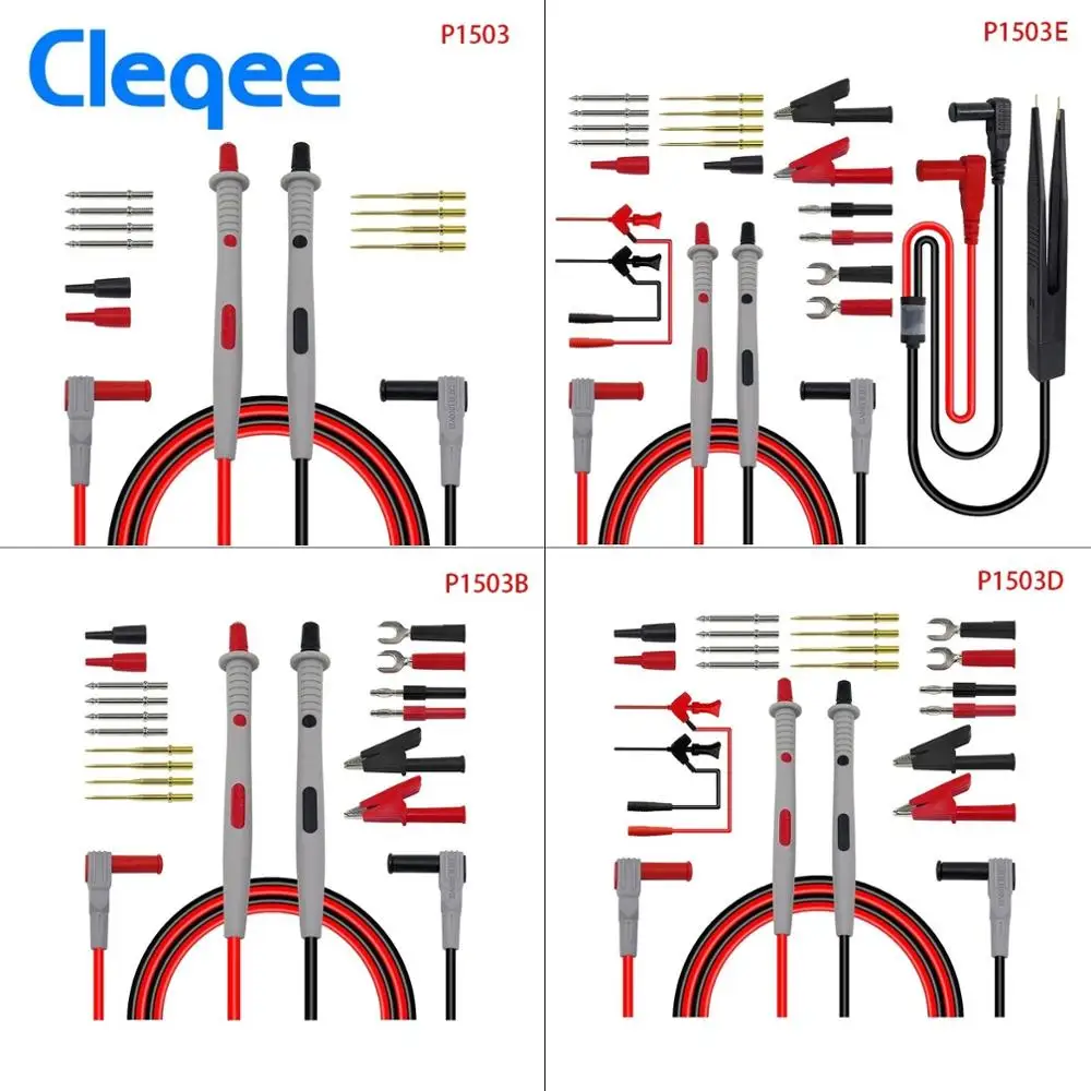 

Cleqee P1503/B/D/E Replaceable Needles Test Leads Kits Multimeter Probes for Digital Multimeter Cable Feeler Wire Tips