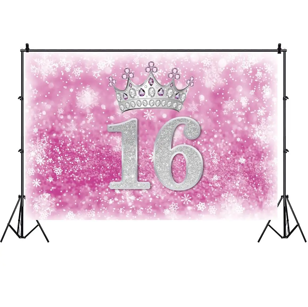 

Pink 16th Photography Backdrop Adult Birthday Party Younth Grown Photo Background Celebration Decoration Studio Prop
