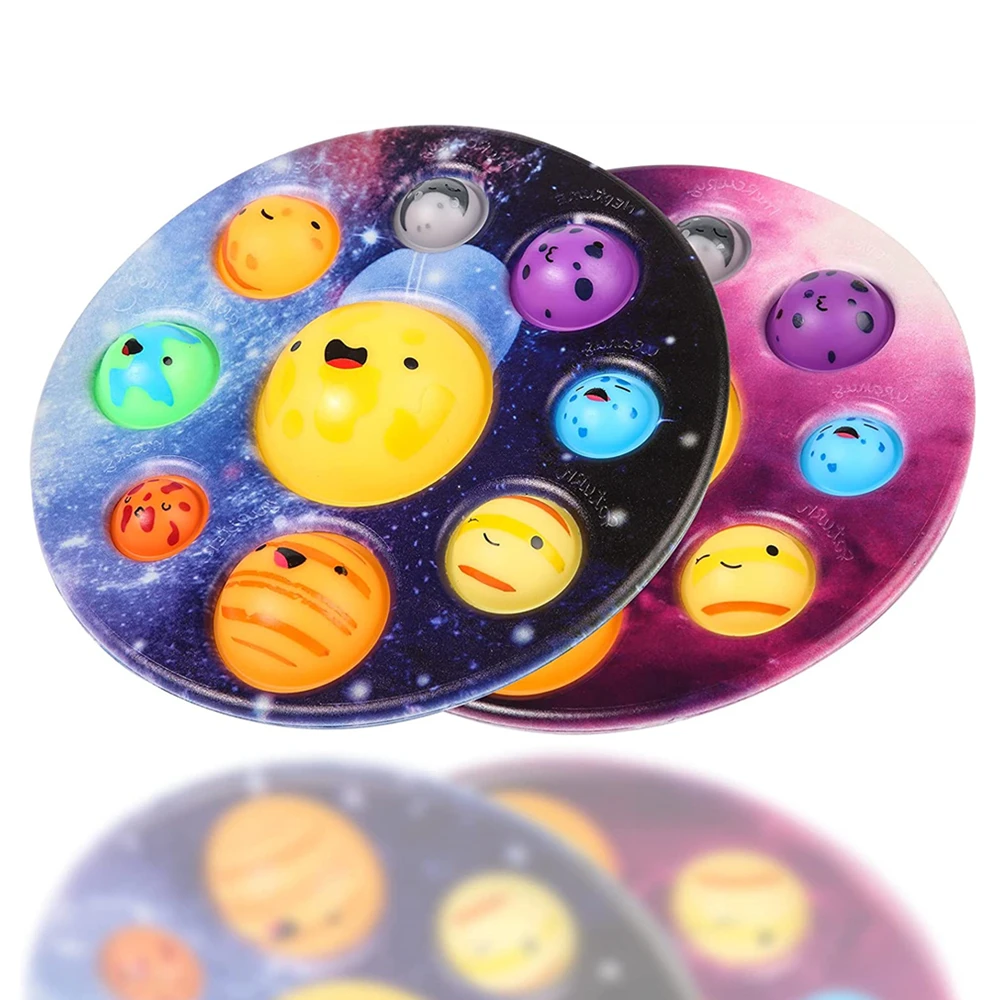 Push Bubble Pop it Fidget Toys Eight Major Planets Pattern Simple Dimple Sensory Toy Stress Relief Anti Anxiety ADHD Fidget Toys