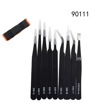 

9 in 1 set of electronic tools ESD Tweezers tool Kit instruments telephone maintenance clamps Precision Anti-static Maintenance