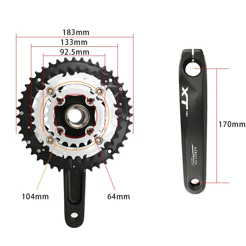 Велосипедный Кривошип 104BCD круглой формы узкий широкий 22-32-44T MTB, велосипедная цепь, велосипедная цепь, круг, шатун, одиночная пластина