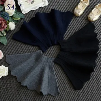 

2020 Girls wool short skirt solid vertical striped skirt autumn children's high waist skirt kids warm skirt