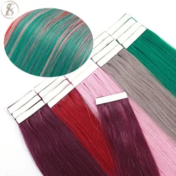 Tess Natural Hair Extension 2.5g/pc Tape In Human Hair Extension 5 in 1 Colorful Highlight Skin Weft Adhesive Seamless Invisible