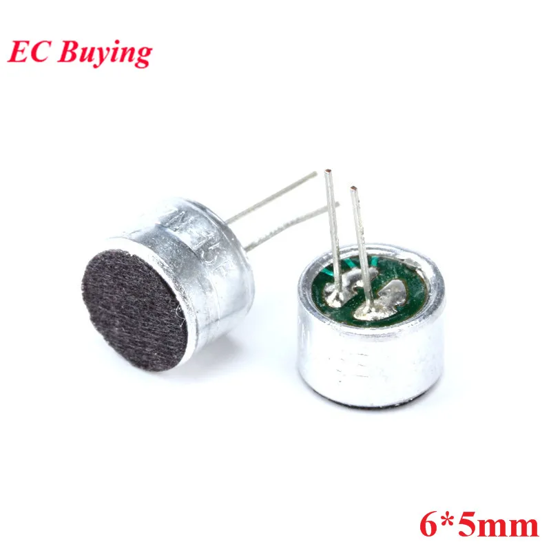 5pcs Microphone 6*5mm Capacitive Electret Pick-Up Sensitivity 52D Condenser MIC 6x5mm 6mmx5mm | Электронные компоненты и