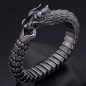 

Locomotive Wind Dragon Scale Titanium Steel Retro Chinese Style Bracelet Hiphop Black Dragon Body Chain Jewelry