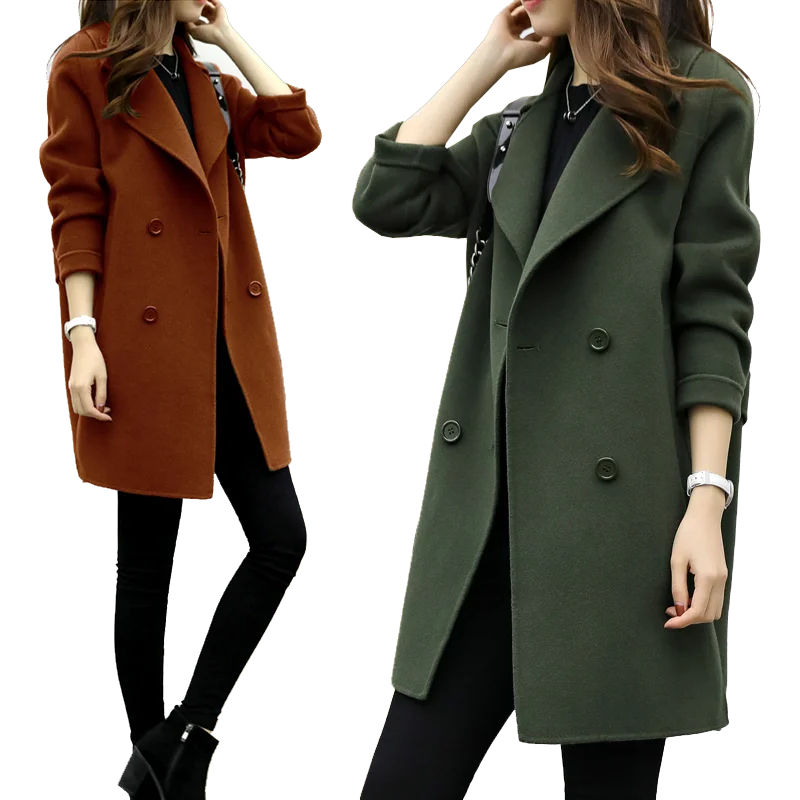 

2019 fall and winter lady's woolen coat plus size Cultivate one's show thin Thermal outdoor fashion cotton blend increase height