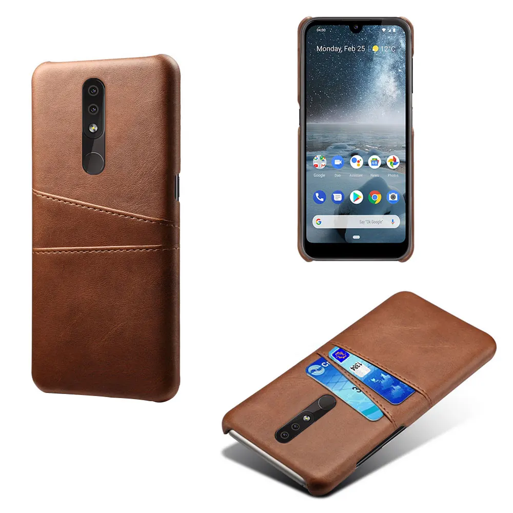 Кожаный держатель для карт Чехлы для телефона для Nokia 2 1 7 2,1 2,2 3,1 3,2 4,2 5,1 6,1 8,1 7,2 7,1 плюс X5 X6 X7 X71 9 Pureview крышка - Цвет: Case-Brown