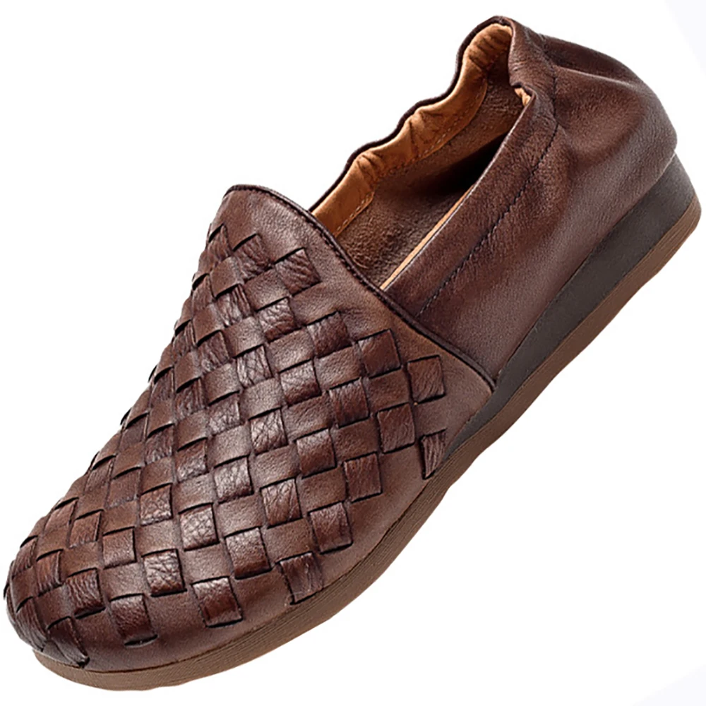 Genuine Cow Leather Retro Loafers For Female Women