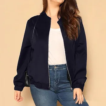 

Fashsiualy Thin Overcoat 2019 Women's Plus Size Solid Casual Loose Solid Color Pocket Zipper Cardigan Coat Casaco Feminino #810