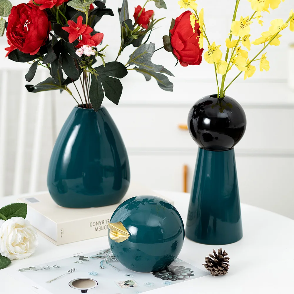 

Colored Glaze Ceramic Vase Modern Simple Ceramic Ornaments Home Soft Decoration Accessories Aesthetic Crafts Cute Room Nordic