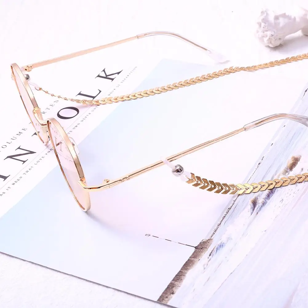 Yfashion Классическая листовая золотая металлическая цепочка для солнцезащитных очков модные очки для чтения цепь для женщин бисерные очки для очков Зажимные очки