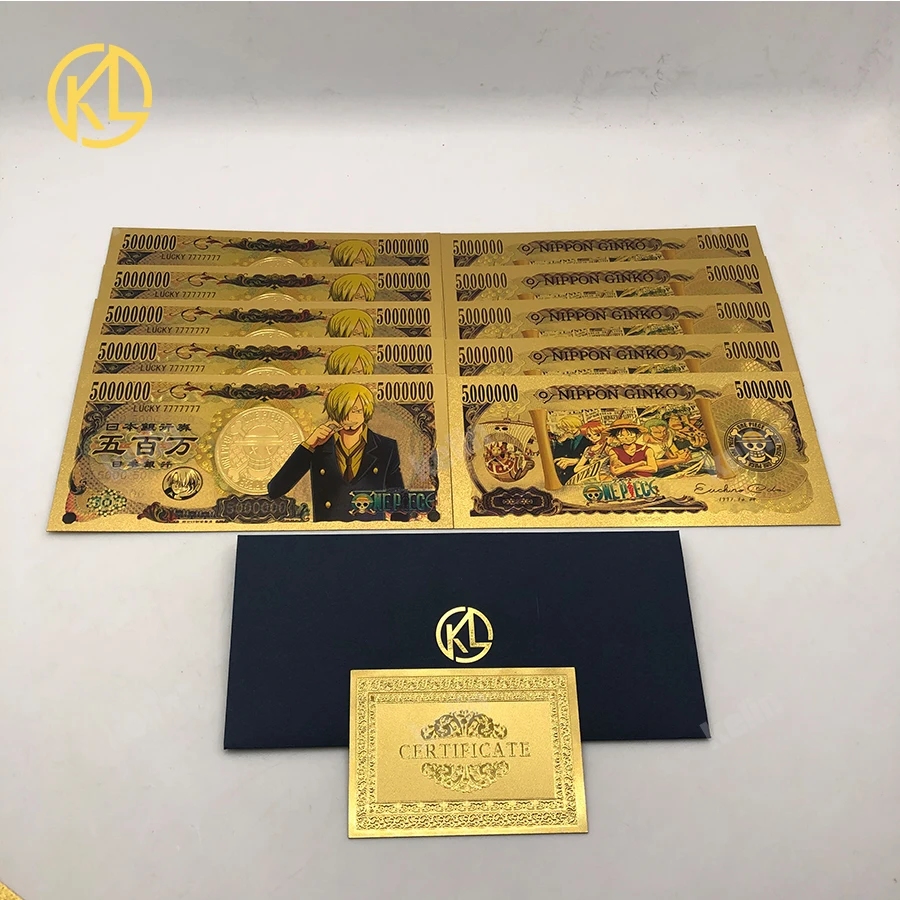 10pcs Lucky 7777777 Grandline Men 5000000 Yen Grandista One Piece Sanji Collectible Gold Banknote | Дом и сад