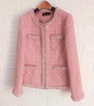 

New Net Red Style Spring and Autumn New Style Wool Wool Hair pulled Famous Woman Short Jacket