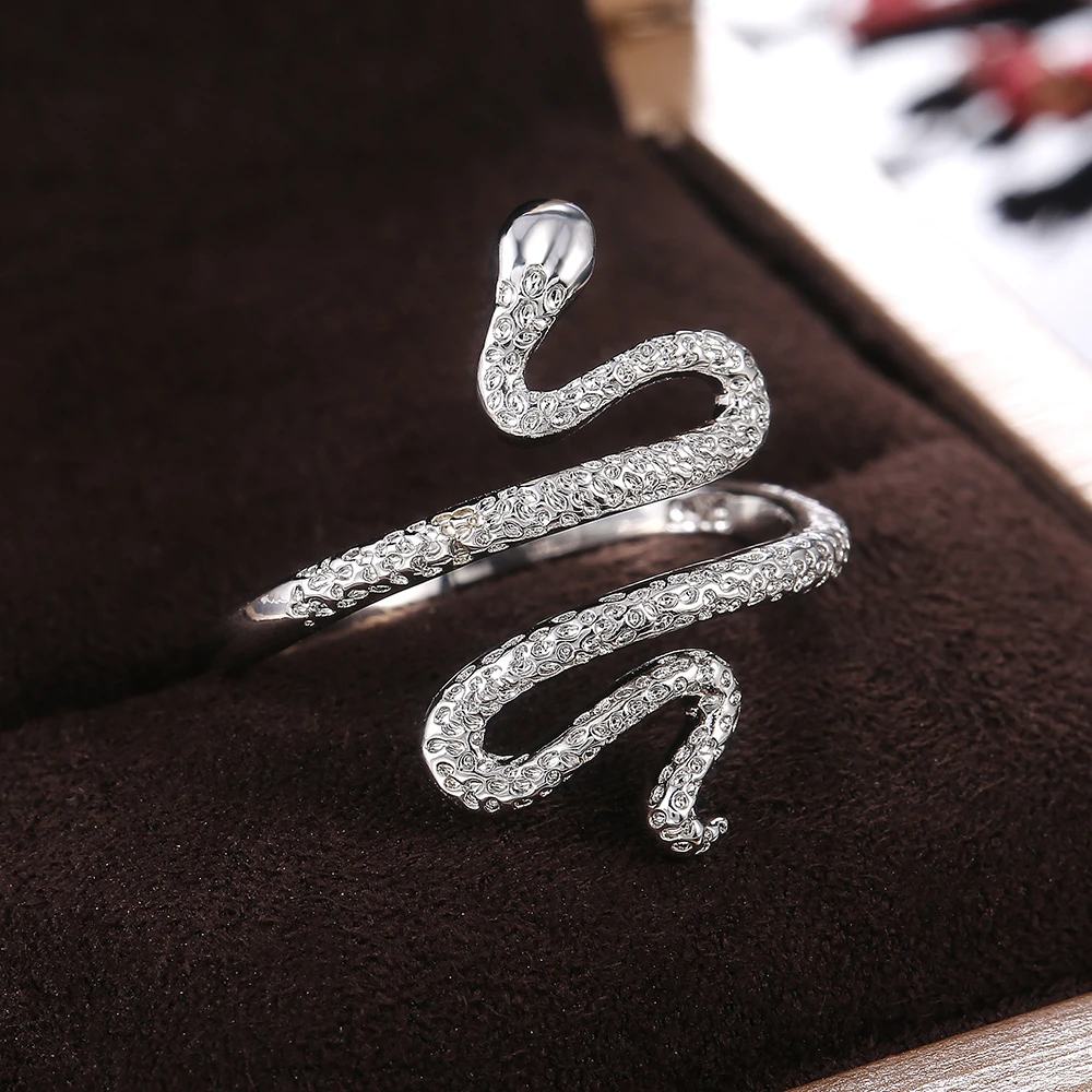 Huitan Anillos metálicos con forma de serpiente para mujer, joyería versátil y para uso accesorios delicados para chica, anillos de para fiesta|Anillos| - AliExpress
