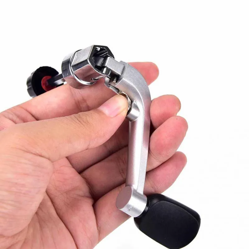 Spinning Reel Handle Metal Fishing Spinning Reel Crank Handle Replacement Part with Plastic Rotatable Grip Knob