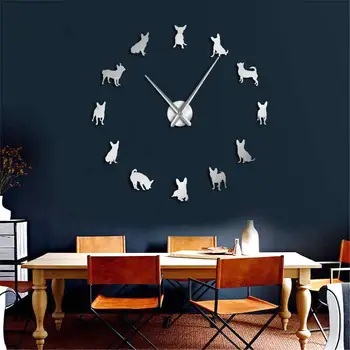 

Large DIY Wall Art Giant Acrylic Wall Clock Chihuahua Dog Breeds Puppy Pug Big Needles Modern DIY Clock Watch Chihuahua Mom Gift