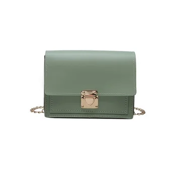 

2020 Ladies Messenger Shoulder Bag Crossbody Chain Bag Women Small Square Bag Leather Zipper Metal Buckle Large Capacity Green